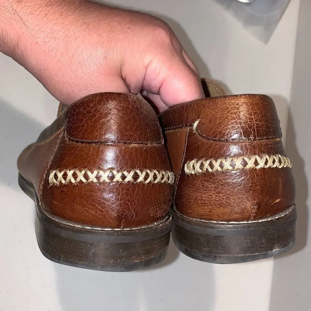 Tommy Bahama Men's Finlay Penny Loafers Size 8.5 M Brown Leather Preppy Casual